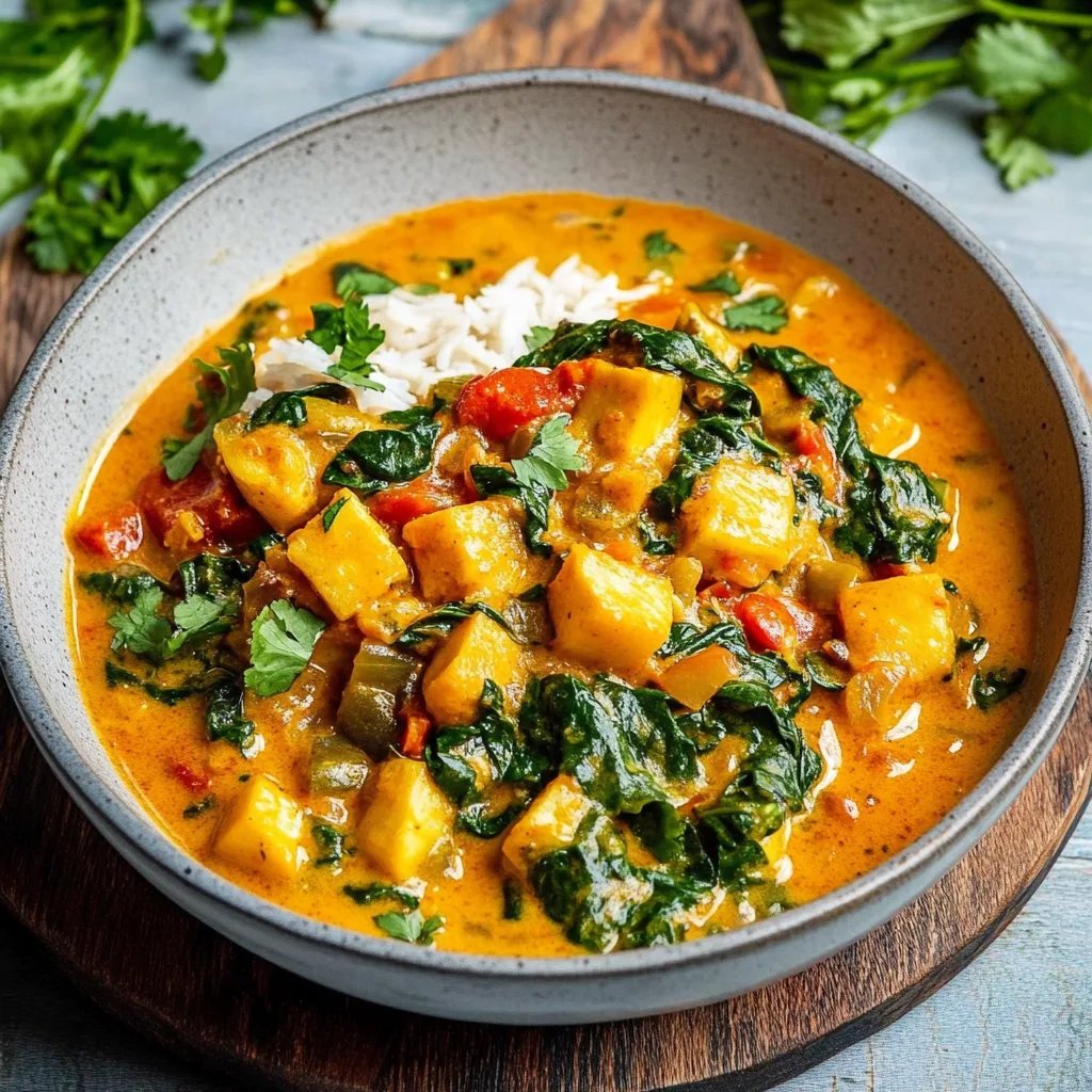 Süßkartoffel-Curry mit Spinat & Paprika