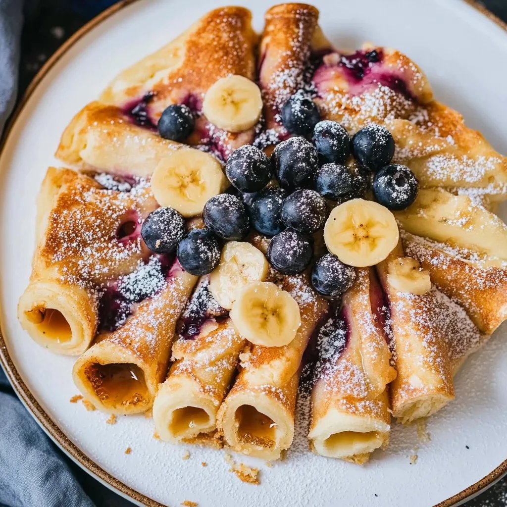 Ofenpfannkuchen mit Banane und Heidelbeeren