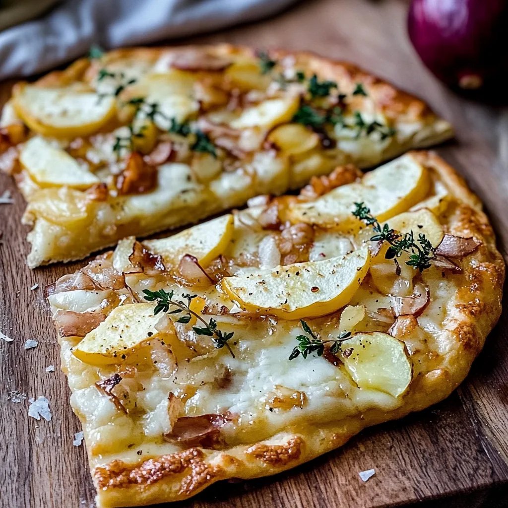 Flammkuchen mit Apfel, Brie, süßen Zwiebeln & Walnüssen