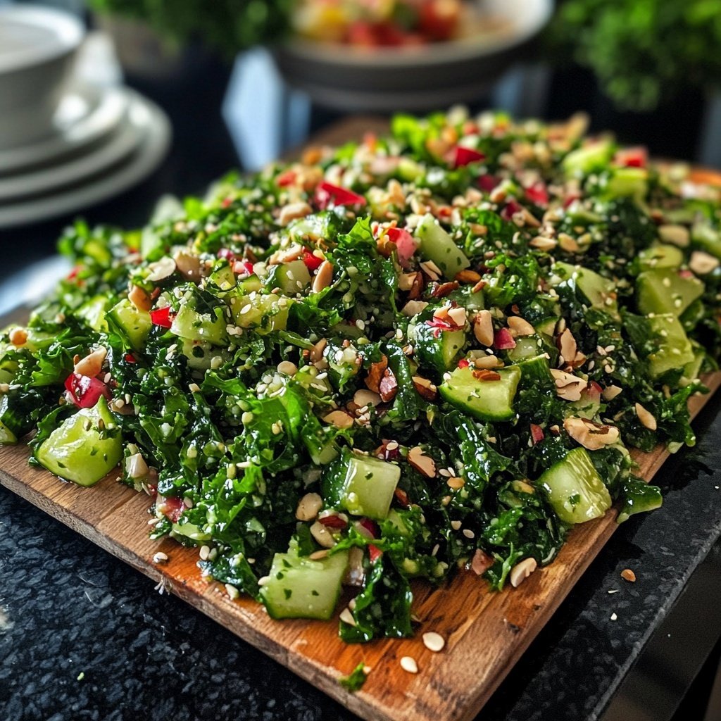 Brokkoli-, Grünkohl- und Erbsensalat