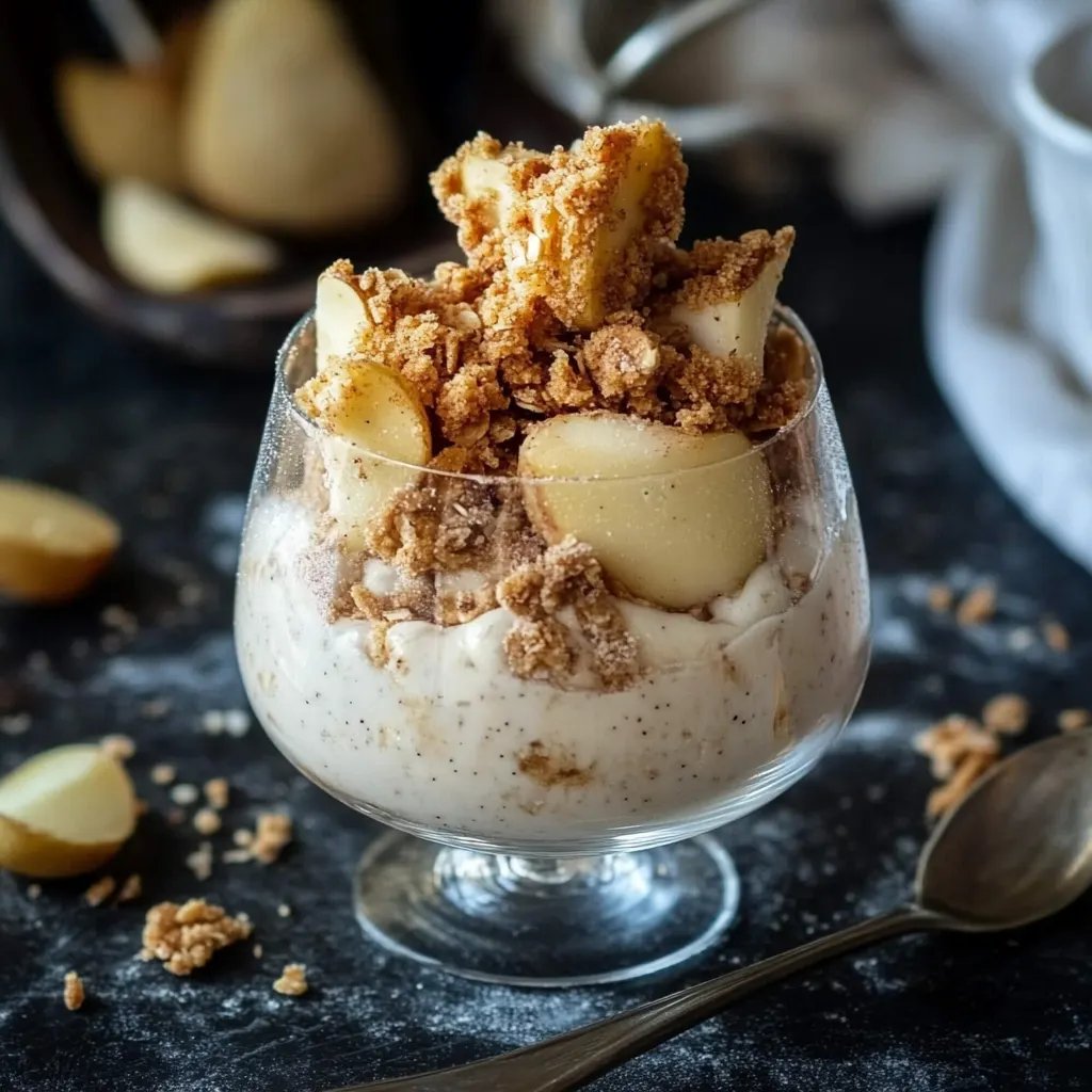 Bratapfel Crumble auf Zimtcreme